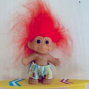 Surf Troll‎ Doll Shorts by Russ 3.5" red Hair Yellow Surfboard Summer